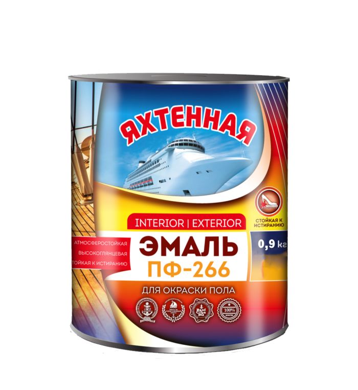 Эмаль для пола ПФ-266 Серая 0.9 кг Yachta Paint