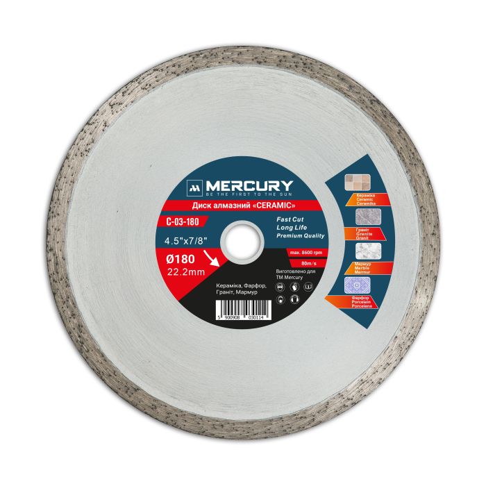 Алмазный диск CERAMIC 180 мм MERCURY
