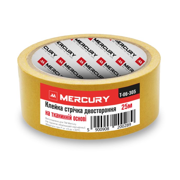 Скотч двухсторонний 48 мм х 25 м на тканевой основе MERCURY