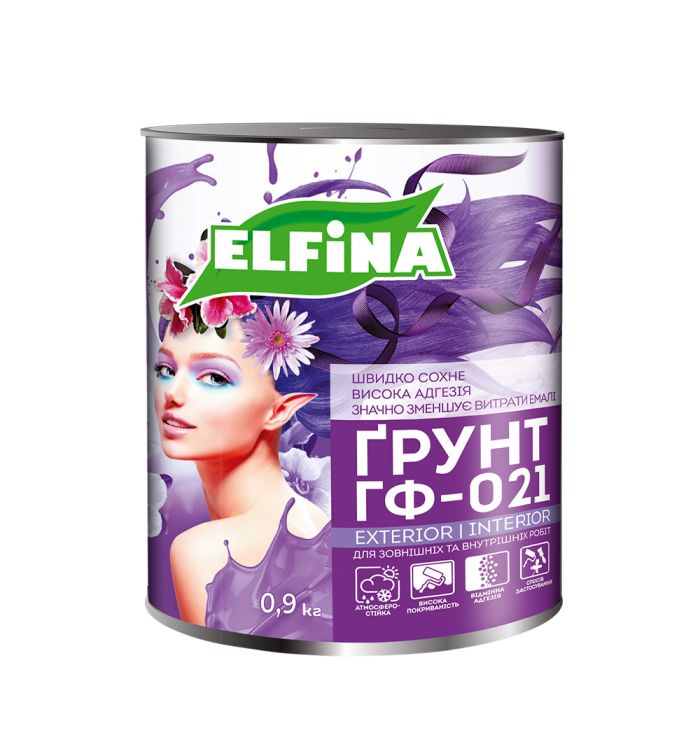 Грунт по металлу ГФ-021 Красно-коричневый 0.9 кг Антикоррозионный Elfina