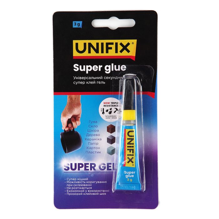 Универсальный секундный супер клей-гель 3 г UNIFIX
