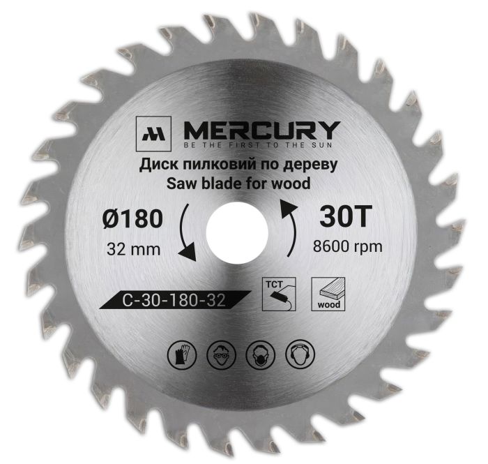 Диск пильный по дереву 180 мм T-30 32 мм MERCURY