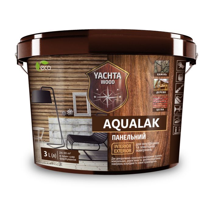 Лак акриловий панельний глянцевий 3 л AQUALAK "Yachta Paint"