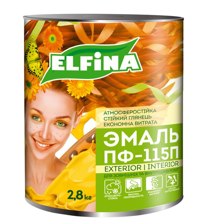 Эмаль алкидная ПФ-115 Желтая 2.8 кг Elfina