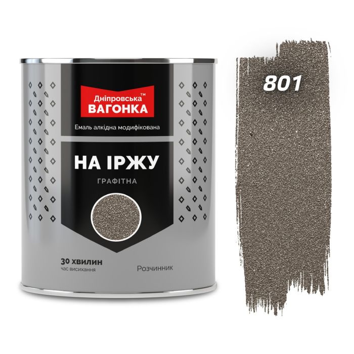 Эмаль на ржавчину Графитная Дымчато-серая 801 2.3 л быстросохнущая ТМ Днепровская Вагонка