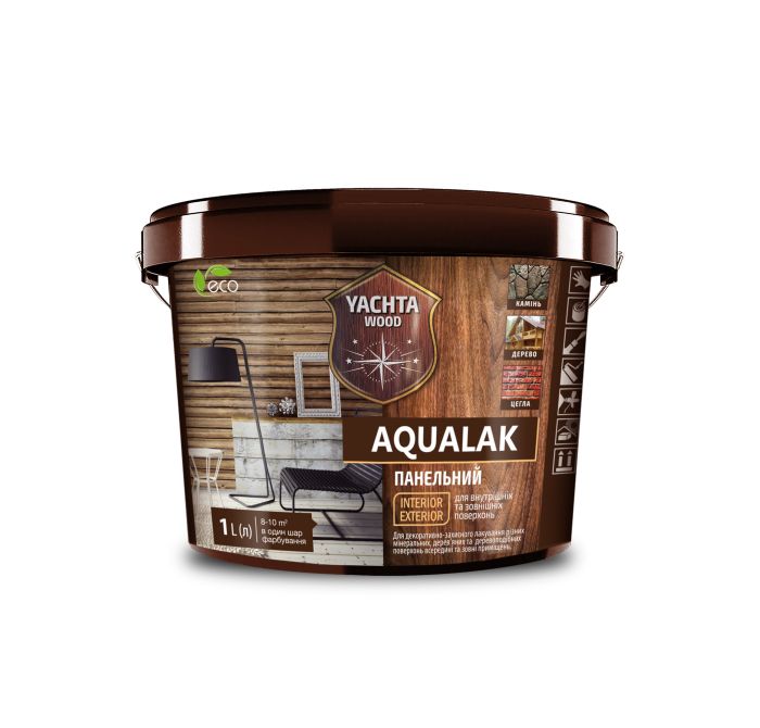 Лак акриловий панельний напівматовий 1 л AQUALAK "Yachta Paint"