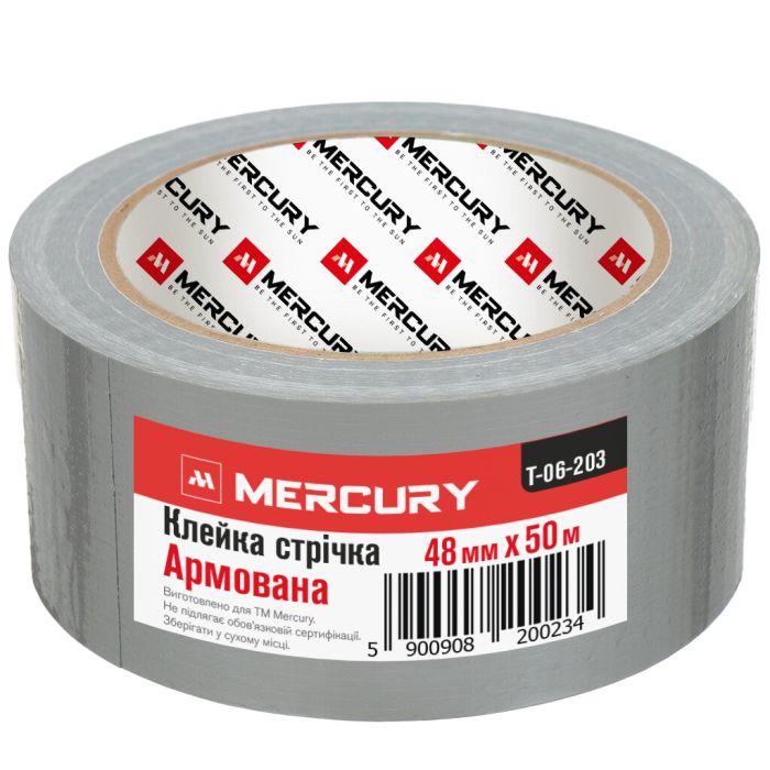 Скотч армированный серый 48 мм 10 м Клейкая лента MERCURY