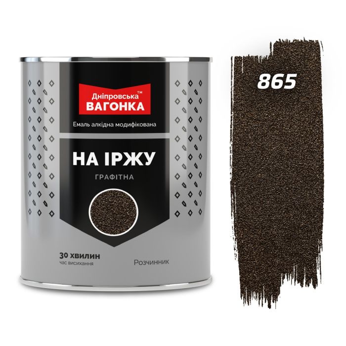 Эмаль на ржавчину Графитная Темно-коричневый 865 0.75 л быстросохнущая ТМ Днепровская Вагонка