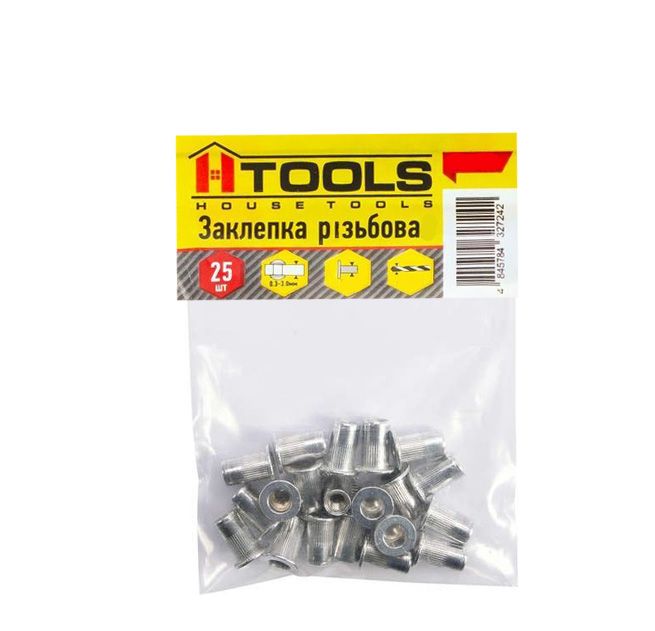 Заклепка резьбовая М5 оцинкованная плоский бортик HTOOLS упаковка 25 шт