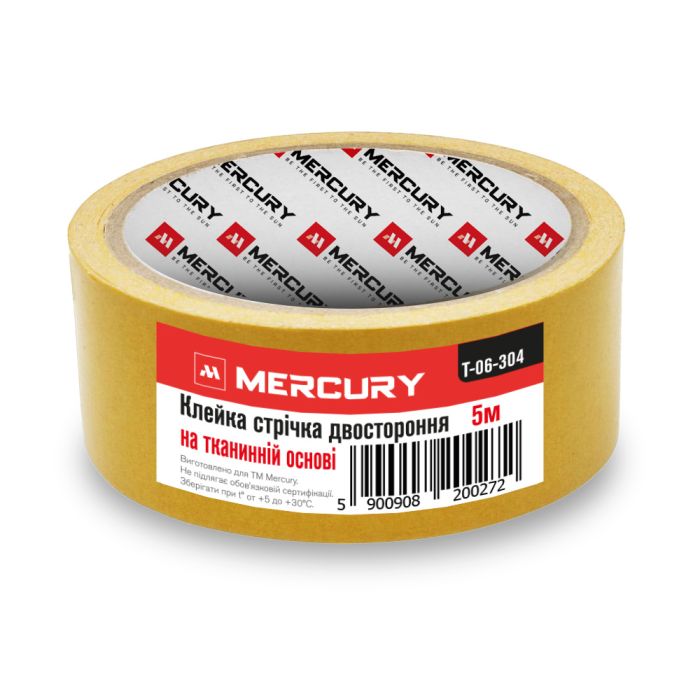 Скотч двосторонній 48 мм х 5 м на тканинній основі MERCURY