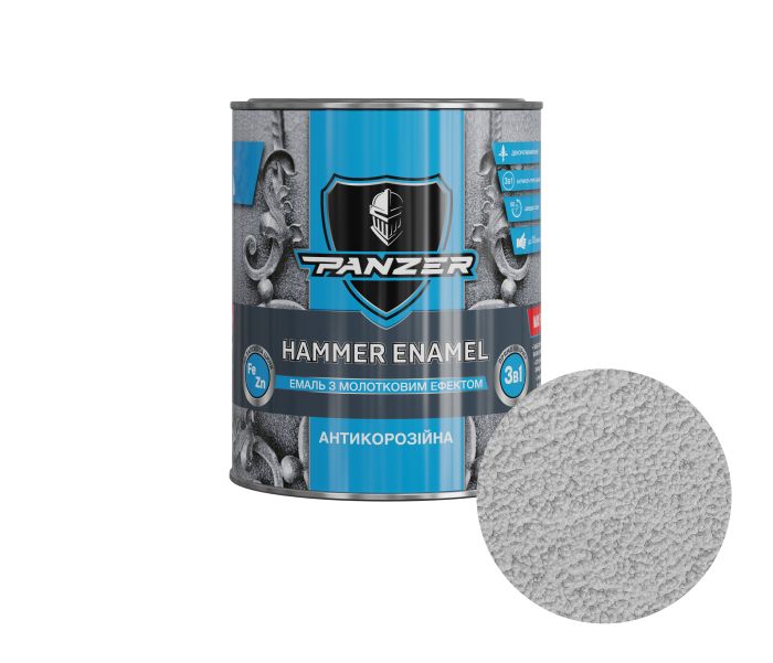 Емаль молоткова Срібляста 0.75 л "3 в 1" HAMMER ENAMEL PANZER