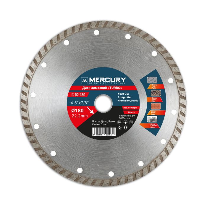 Алмазный диск TURBO 180 мм MERCURY