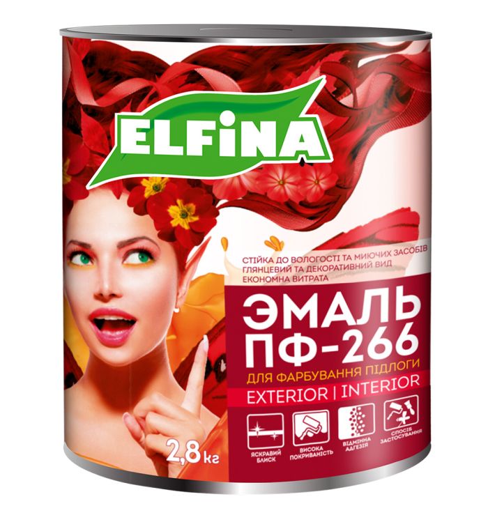 Эмаль для пола ПФ-266 Желто-коричневая 2.8 кг Elfina