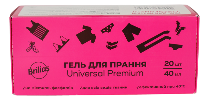Гель для стирки Brilias Universal Premium саше 40 мл уп. 20 шт
