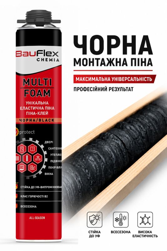 Клей-піна професійна Чорна 800 мл BauFlex