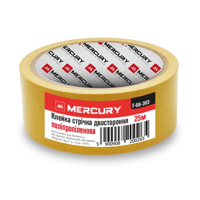 Скотч двосторонній 48 мм х 25 м на поліпропіленовій основі MERCURY