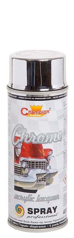 Краска акриловая в аэрозоли Серебристый с эффектом Супер Хром 400 мл SUPER CHROM SREBRNY Champion