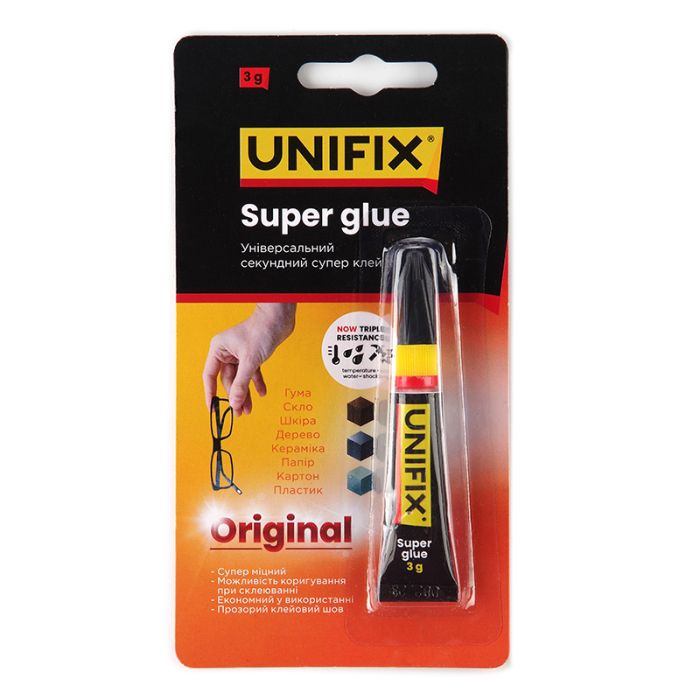 Универсальный жидкий секундный супер клей 3 г UNIFIX