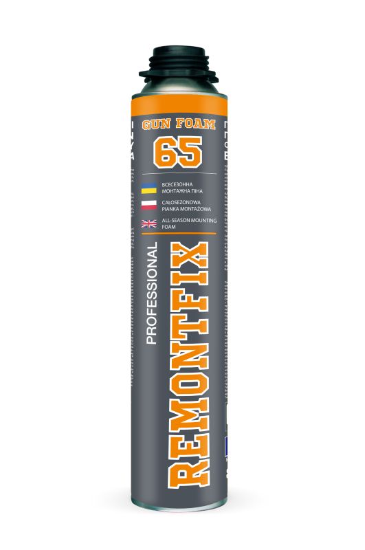Пена монтажная под пистолет 860 мл (65 л выход пены) REMONTFIX