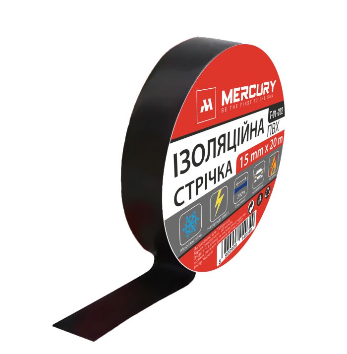 Изолента ПВХ Черная 19 мм 20 м MERCURY