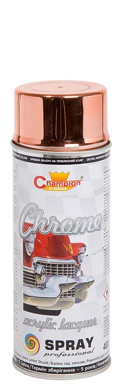 Краска акриловая в аэрозоли Медный с эффектом Супер Хром 400 мл SUPER CHROM MIEDZIANY Champion