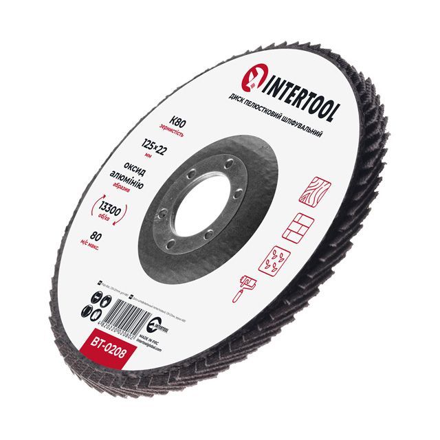 Круг лепестковый торцевой КЛТ 125 мм P80 Intertool