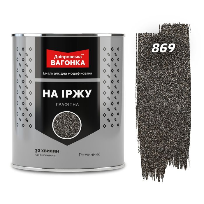Эмаль на ржавчину Графитная Серый 869 2.3 л быстросохнущая ТМ Днепровская Вагонка