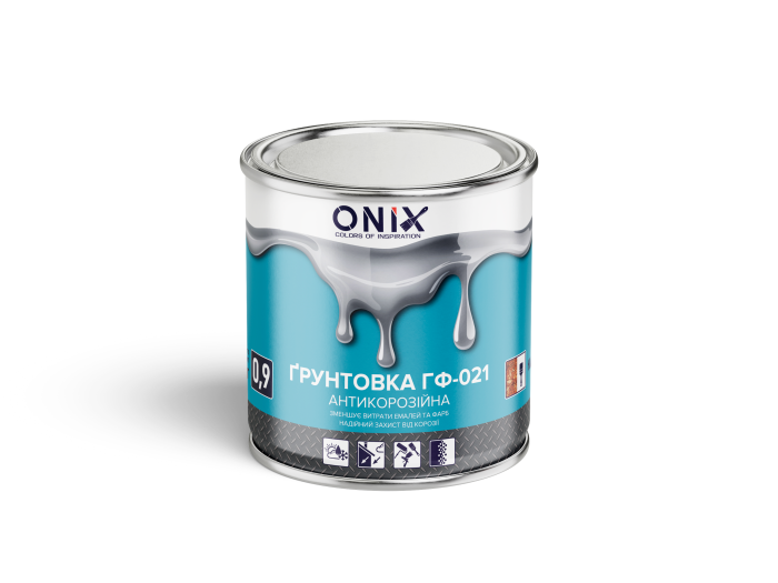 Грунт по металлу 0.9 кг ГФ-021 Черный антикорозийный "ONIX"