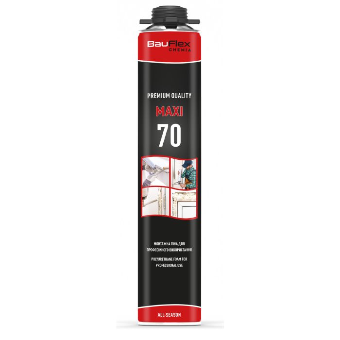Пена монтажная под пистолет 70 л MAXI 900 мл BauFlex